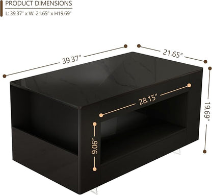 39" High Gloss Wood Coffee Table - Image 2