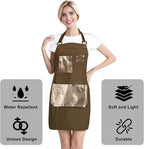 Barista Waitress Chef Cooking Aprons Waterproof Canvas Hair Stylists Apron with 3 Pockets for Women