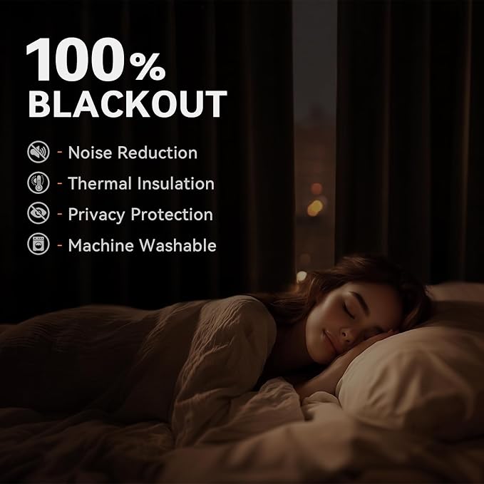 100% Blackout Linen Textured Curtains 90 Inch Long, Stone Blue | 100% Blackout - Image 3