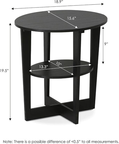 Furinno JAYA Side Table Set of 2, 2-Tier Round Modern End Table - Image 3