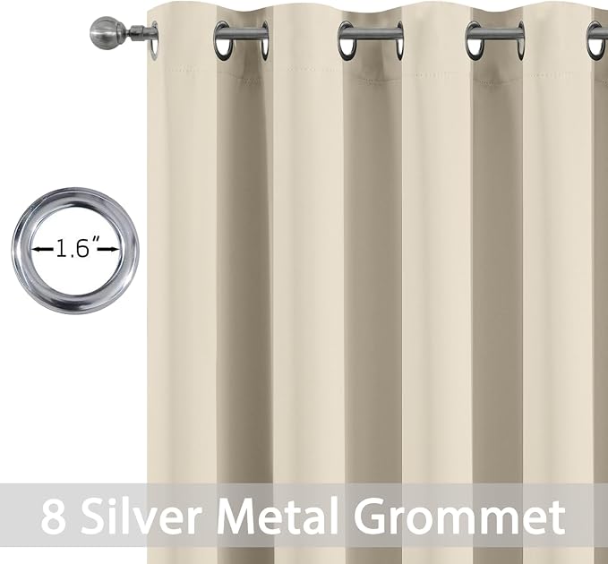 Yakamok Room Darkening Curtains 52x84 inch Length Cream Beige-Living Room | 2 - Image 2