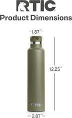 RTIC 26oz Journey Bottle Metal Stainless Steel Vacuum Insulated, BPA Free, Reusable, for Water, Hot and Cold Drinks, Travel, Sports, Camping, Olive