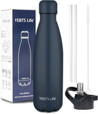Insulated Water Bottle, 17oz Stainless Steel Water Bottles with straw lid, Metal Sports Water Bottles for Boys,Girls, Double Wall Vacuum BPA-Free Flask for School, Sports (Dark blue)