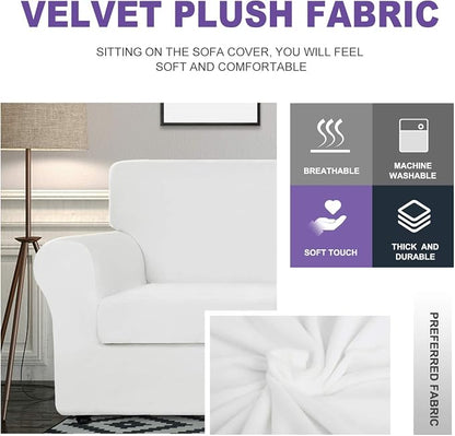ZNSAYOTX Oversized Velvet Couch Cover 4 Piece Stretch Sofa Covers - Image 3