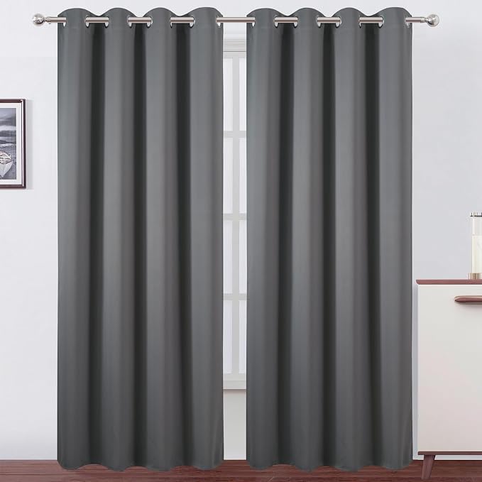 Blackout Curtains 52 x 120 Inch Long Frost Grey Curtains Set of 2 Panels Room by Lemomo