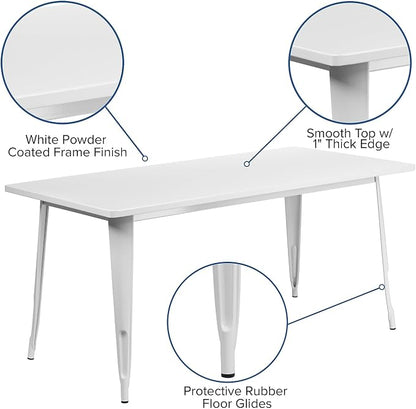 Flash Furniture Charis Commercial Grade 31.5" x 63" Rectangular White Metal - Image 4