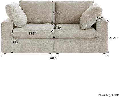 Cloud Modular Sectional Sofa Couch, 80.3" Convertible Couches Lovesofa - Image 2