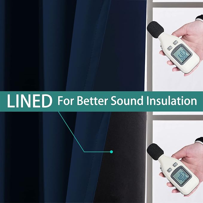 Yakamok 100% Blackout Lined Panels, Room Darkening Thermal Insulated Blackout - Image 4