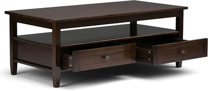 SIMPLIHOME Warm Shaker Solid Wood Transitional-Style 48-inch Wide Coffee Table - Image 2