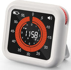 Digital Visual Timer - Max 11H 59M Rechargeable Countdown Timer with VA Display, Clear Digits, Adjustable Volume and Brightness, Magnetic Digital Timer for Kitchen, Classroom, Office (White)