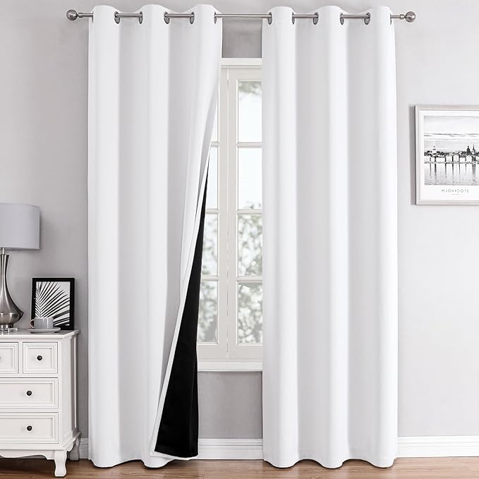 ChrisDowa White 100% Blackout Curtains by ChrisDowa