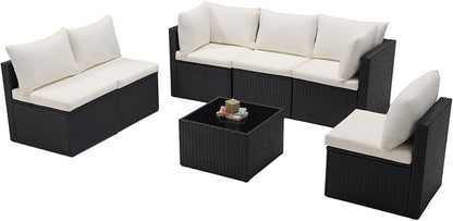 DUMOS 7 Piece Outdoor Patio Sectional Sofa, Modular Wicker Furniture Set - Image 9