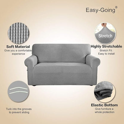 Easy-Going Stretch Loveseat Couch Covers Washable Light Gray | 1-Piece Loveseat - Image 3