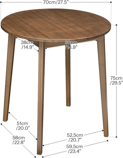 HOOBRO Bamboo Dining Table, Round Dining Table - Image 2