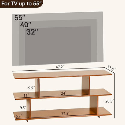 Bamboo TV Stand for TVs up to 55", 3 Tier Accent Entertainment Center - Image 2