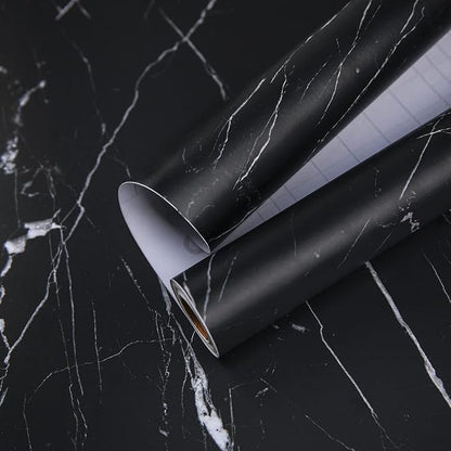 practicalWs 17.71''×196.8'' Marble Contact Paper Black/White Peel and Stick by practicalWs