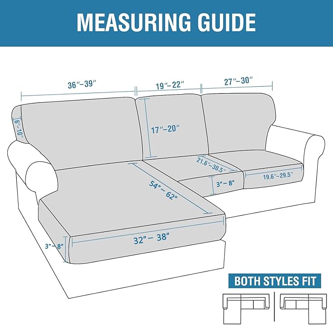 H.VERSAILTEX Sectional Couch Covers 6 Pieces Stretch Sofa Covers - Image 2