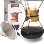 Subjectthree Coffee Pour Over 8 Cup Coffee Maker Glass Coffee Dripper Carafe Pot with Filter for Home Office Camping Easy Clean (8 Cup/28 oz)