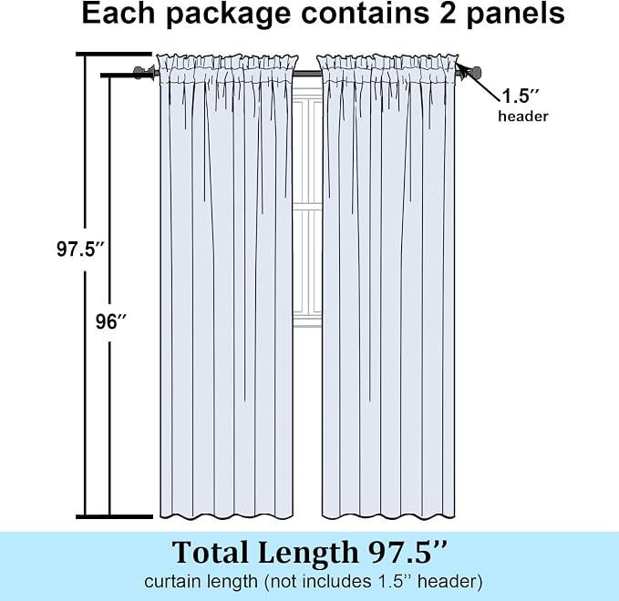 Simplebrand Hot Pink Sheer Curtains 96 Inches Long, Light Filtering Rod Pocket - Image 8
