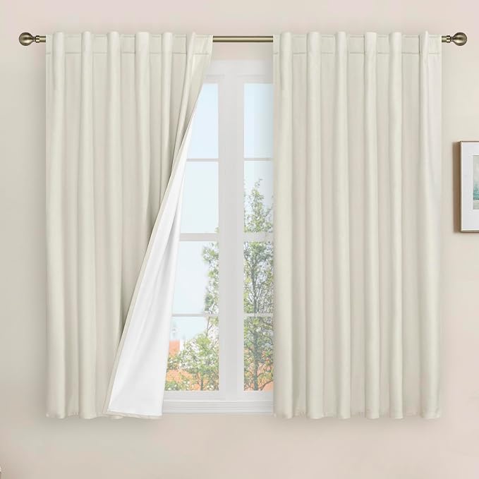 Ivory Full Blackout Linen Curtains by LAMIT