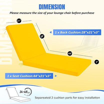 Basic Beyond Chaise Lounge Cushions Outdoor, 3-Layer Waterproof Outdoor - Image 4