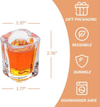 2oz Heavy Base Shot Glasses, Sets of 6/Heart Shaped Clear Tequila Shots/Square Shot /Espresso Shot Glass/Bulk Shot Glasses