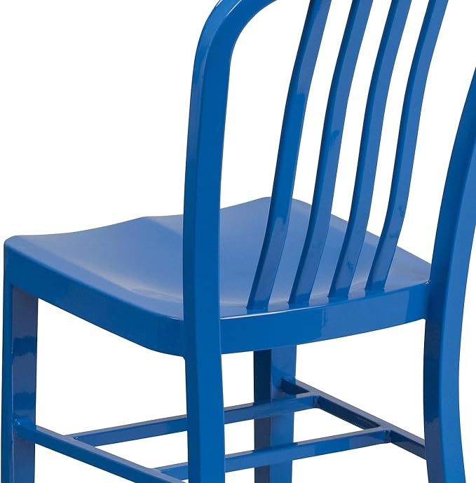 Flash Furniture Commercial Grade Blue Metal Indoor-Outdoor Chair - Image 6