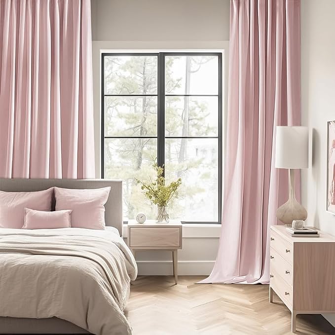 MIULEE Light Pink Back Tab Blackout Curtains 52x63 Inches Long 2 Panels Set | - Image 2