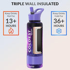Coldest Insulated Water Bottle with Straw Lid - Stainless Steel Metal Insulated Bottle for Men & Women (Astro Purple, 40 oz)