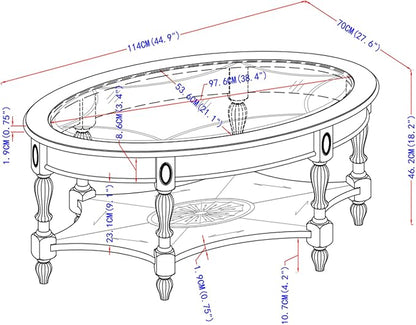 PADMA HOUSE Traditional Solid Wood Oval Coffee Table - Image 2