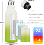 BJPKPK Insulated Water Bottles, 18 oz Stainless Steel Metal Water Bottle with Strap, BPA Free Leak Proof Thermos, Mugs, Flasks, Reusable Water Bottle for Sports & Travel, Elegant Green