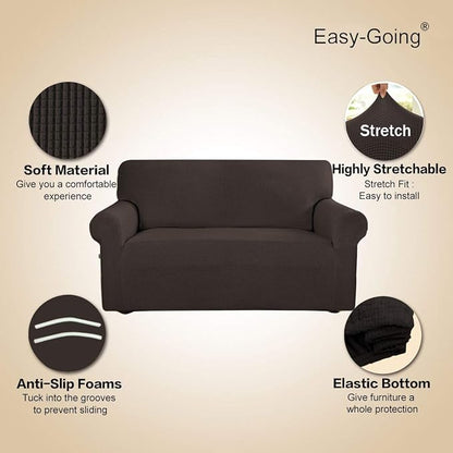 Easy-Going Stretch Oversized Sofa Couch Slipcover Washable Chocolate | 1-Piece - Image 3