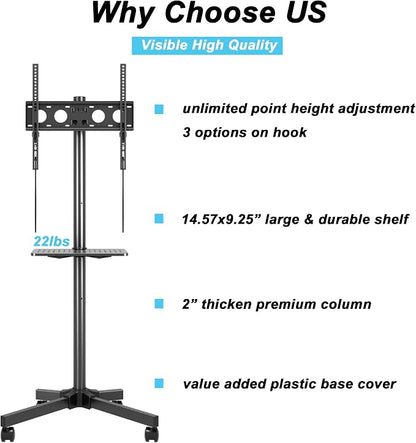 Mobile TV Carts on Wheels for 21-60 Inch Flat/Curved Panel Screens TVs - Image 4