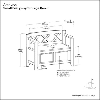 SIMPLIHOME Amherst Entryway Storage Bench - Image 3