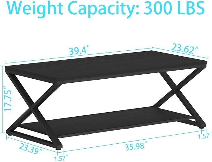 HSH Black Modern Minimalist Metal Wood Living Room Table - Image 2