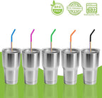 Lazycorner 10 Pcs Metal Straw Reusable 8.5" 6mm Stainless Steel Straws,20oz-32oz, Colorful Drinking Straws with Silicone Tips, 4 Straw Cleaner Brush, 1 Travel Case