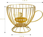 Extra Large Capacity Coffee Pod Holder, Counter Organizer, Capsule Basket, Coffee Bar Accessories for K-cup Kitchen, Dining Room, Office, Home, Cafe, Hotel (Gold)