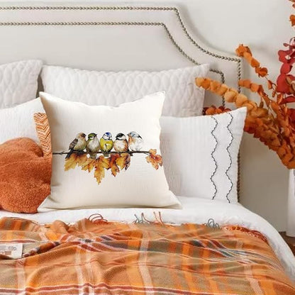 RABUSOFA Fall Pillow Covers 20x20 Inch Watercolor Bird Autumn Decorations - Image 4