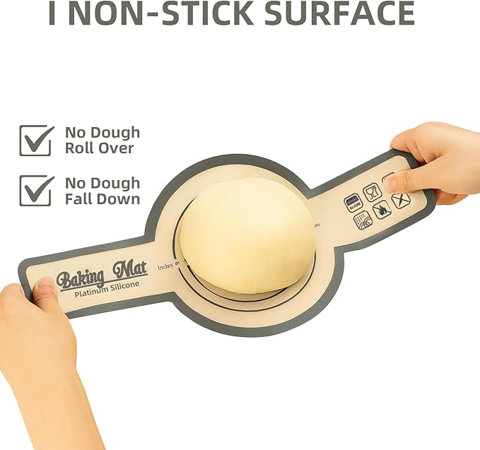 Silicone Bread Sling for Dutch Oven Baking, 2 PCS Easy Clean and Reusable Sourdough Silicone Baking Mat with Long Handles, Non Stick, Easy to Transfer Sourdough Bread, Grey