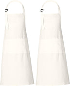 RAJRANG 100% Cotton Cooking Apron with 3 Pockets Kitchen Chef BBQ Adjustable Bib Aprons for Women Men