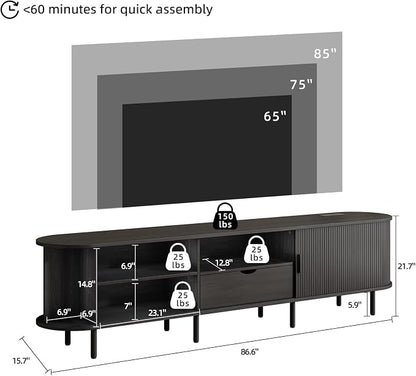 86.6" Mid-Century TV Stand - Image 2