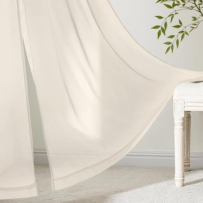 MIULEE Light Beige Sheer Curtains 72 Inches Long 4 Panels 42 x 72 Inches | - Image 6