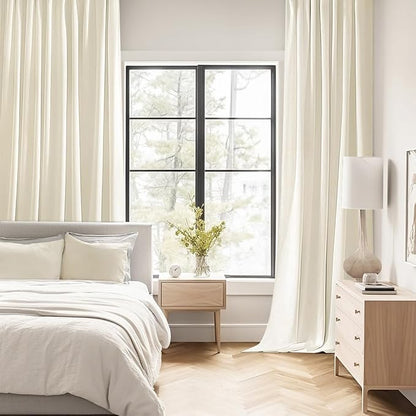 MIULEE Birch Back Tab Blackout Curtains 52x96 Inch Long 2 Panels Set | Rod - Image 2