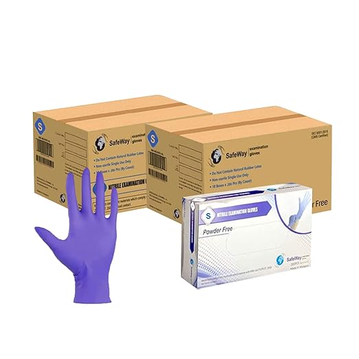 SafeWay Nitrile Gloves, 4000 Ct, Small, Powder-Free, Latex-Free, All-Purpose, Professional Disposable Gloves with Textured Fingertips for Medical Use, Food Prep, Cleaning, Tattoo & More