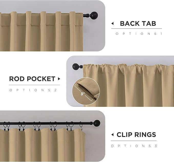 Joydeco Blackout Curtains 108 Inches Long, Thermal Insulated Black Out Curtains - Image 2