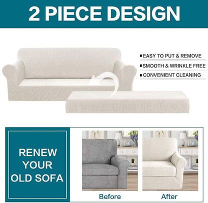 Turquoize Stretch Sofa Slipcover 2 Pieces Sofa Cover Couch Cover - Image 4
