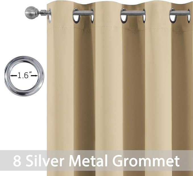 Yakamok Room Darkening Curtains 52x96 inch Length Beige-Living Room | 2 panels - Image 4
