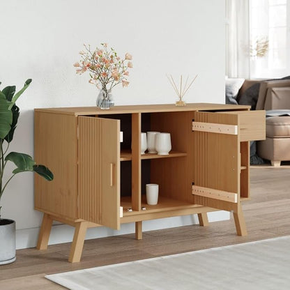 Scandinavian Solid Pine Sideboard, Mid-Century Modern Buffet Cabinet - Image 4