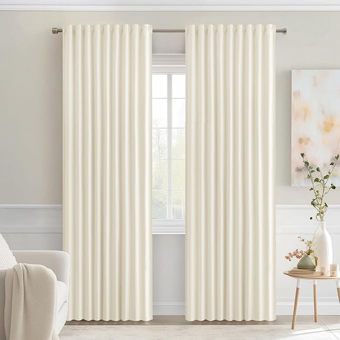 MIULEE Birch Back Tab Blackout Curtains 52x72 Inches Long 2 Panels Set | Rod by MIULEE