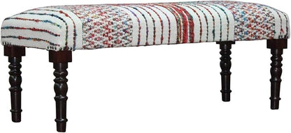 LR Home Multicolor Handmade Upholstered Bench - Image 8